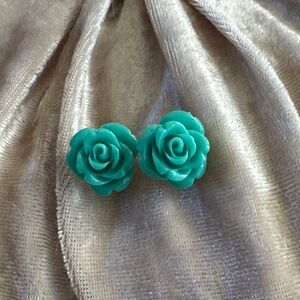 Turquoise Rose Earrings